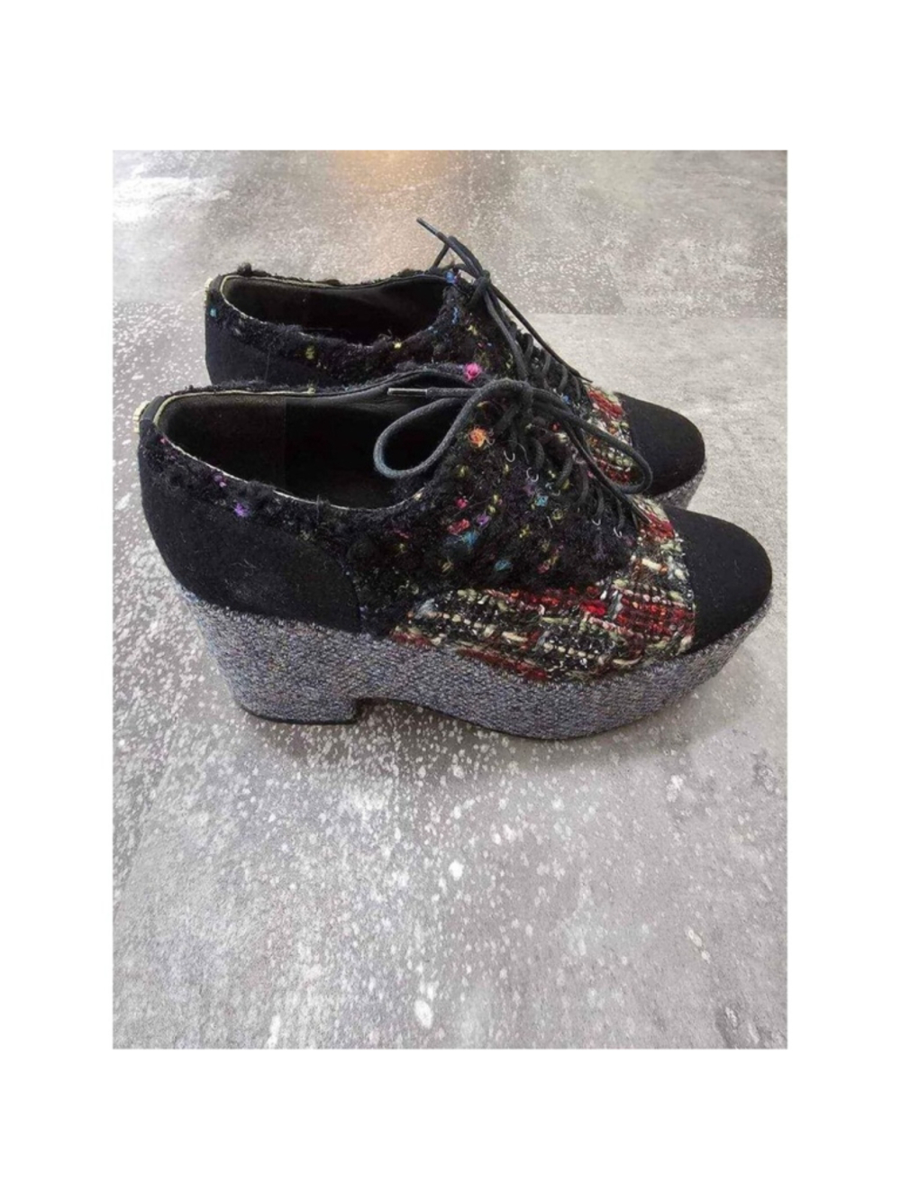 Chanel Tweed Platform Shoes Size 39.5 - Picture 2 of 10